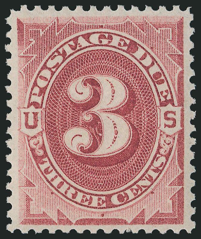 3c Bright Claret (J24).> Mint N.H., radiant color on bright paper, gorgeous centering with wide margins all around, Extremely Fine Gem, a superb stamp and rare in this condition, P.S.E. encapsulated (XF-Superb
95 SMQ $700.00), only two have graded h