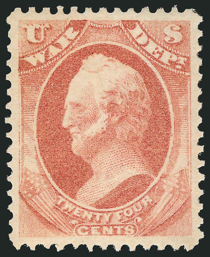 24c War (O91).> Original gum, lightly hinged, bright color, wide and balanced margins, Extremely Fine Gem, P.S.E. encapsulated (OGh, XF-Superb 95 SMQ $335.00), this is the highest grade awarded to date