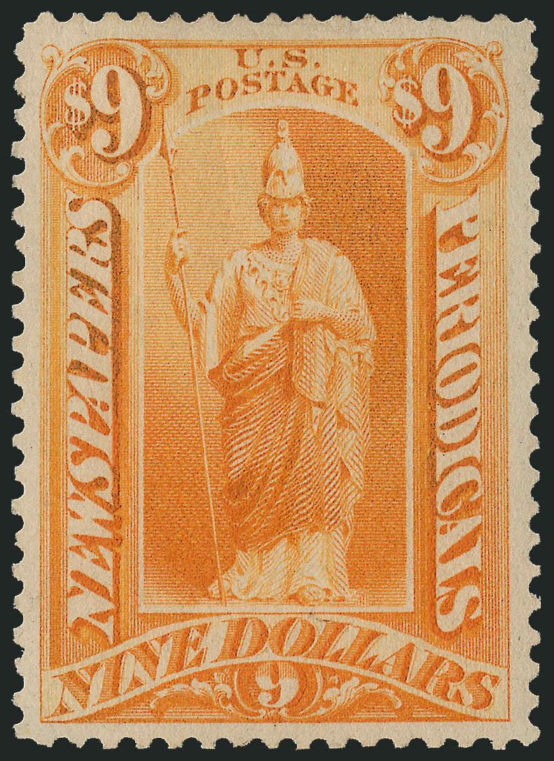 $9.00 Orange, 1879 Issue (PR74).> Original gum, h.r., choice margins and well-centered, vivid color, Extremely Fine, P.S.E. encapsulated (OGh, XF 90 SMQ $1,350.00)