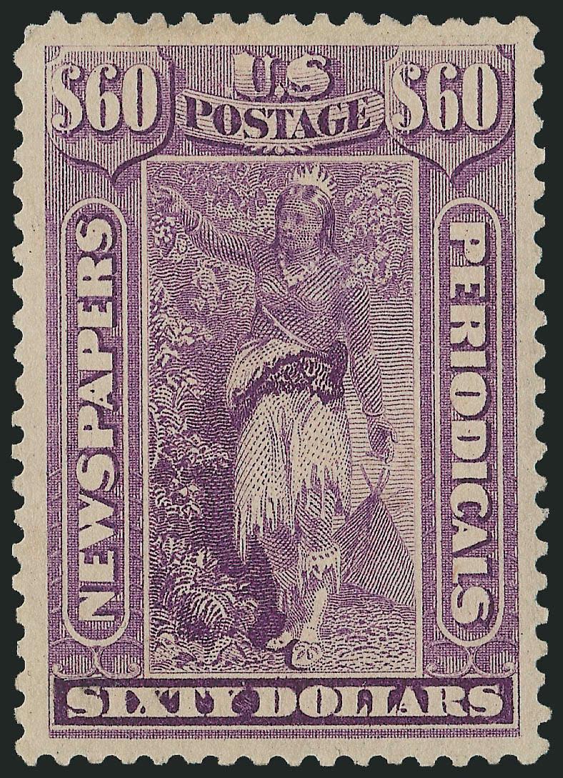 $60.00 Purple, 1879 Issue (PR79).> Original gum, lightly hinged, vivid color, almost perfectly centered with well-balanced margins, Extremely Fine Gem, a beautiful stamp, P.S.E. encapsulated (OGph, XF-Superb 95
SMQ $2,250.00)