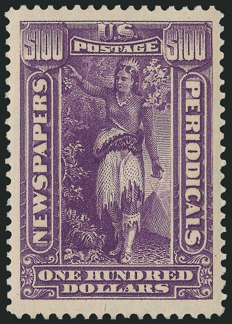 $100.00 Purple, 1895 Watermarked Issue (PR125).> Mint N.H., fabulous Jumbo margins and almost perfect centering, deep rich color, Extremely Fine Gem, P.S.E. encapsulated (XF-Superb 95 Jumbo unpriced in SMQ
above the grade of 95, SMQ $520.00 as 95),