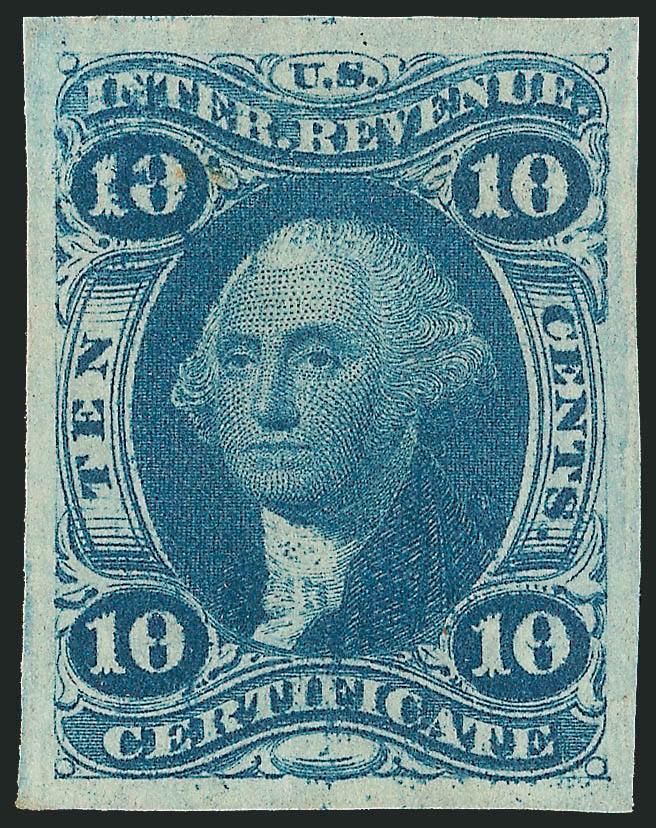 10c Certificate, Imperforate (R33a).> Large even margins, fresh color, faint ms. cancel, Extremely Fine Gem, with 2009 P.S.E. certificate (XF-Superb 95 Revenues are unlisted in SMQ)