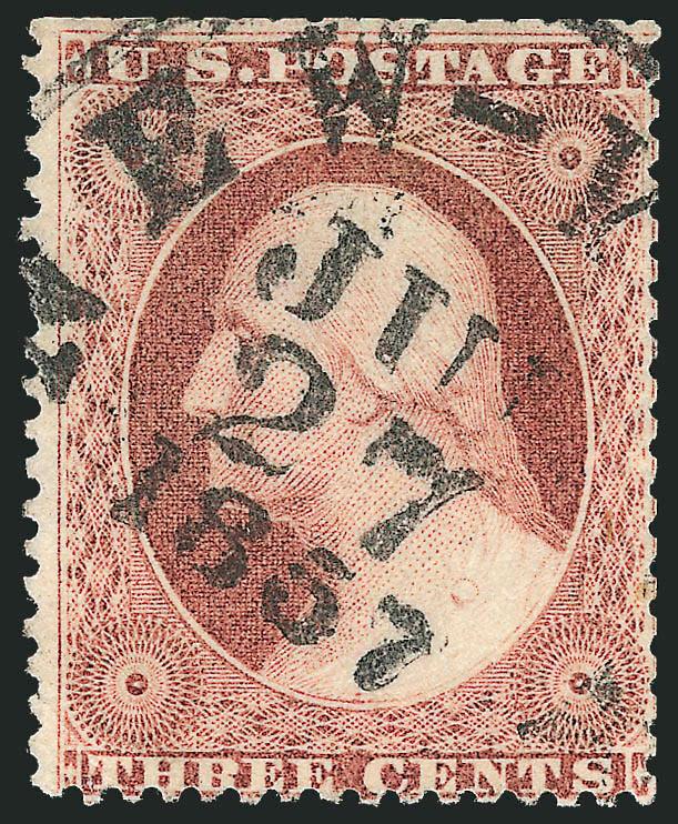 3c Rose, Ty. I, II (25, 25A).> Four singles and horizontal pair of first and two of second, five of the singles are plated, range of shades, one No. 25 early usage dated Jul. 27, 1857, Fine-Very Fine, scarce
group
