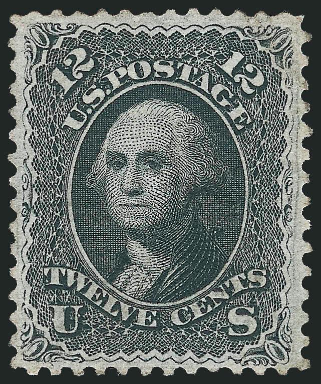 12c Black, Z. Grill (85E).> Unused (no gum), attractively centered, intense shade characteristic of this Z Grill denomination<><>^VERY FINE. AN EXCEPTIONALLY CHOICE UNUSED EXAMPLE OF THE 1868 12-CENT Z
GRILL.^<><>With 2009 P.S.E. certificate (VF