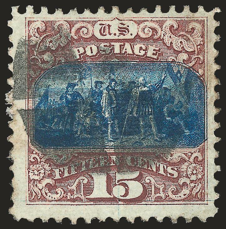 15c Brown & Blue, Ty. I (118).> Wide margins, quartered cork cancel, Very Fine