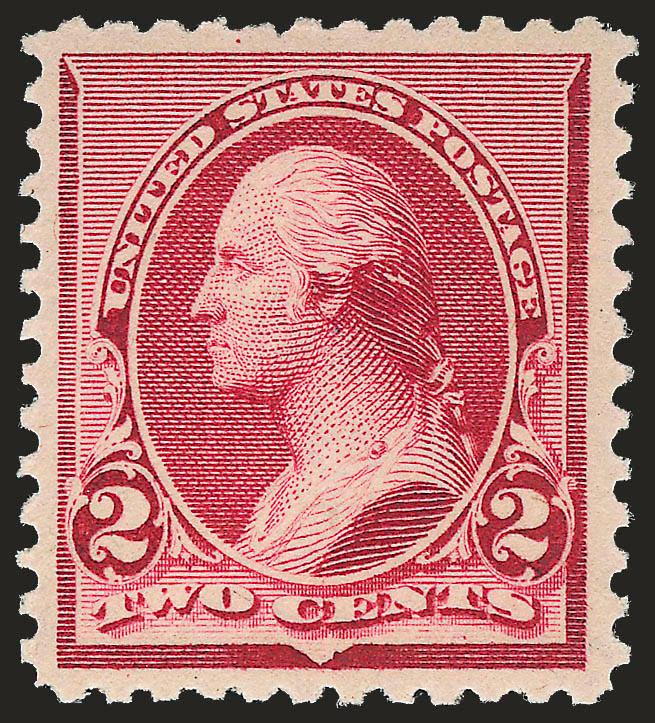 2c Lake (219D).> Mint N.H., rich color, crisp paper, tiny natural inclusion on back, Extremely Fine, with 2007 P.F. certificate before selvage was removed from right