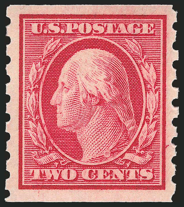 2c Carmine, Coil (393).> Mint N.H., extra wide margins, brilliant color, fresh and Extremely Fine, with 1999 (for pair) and 2000 P.F. certificates