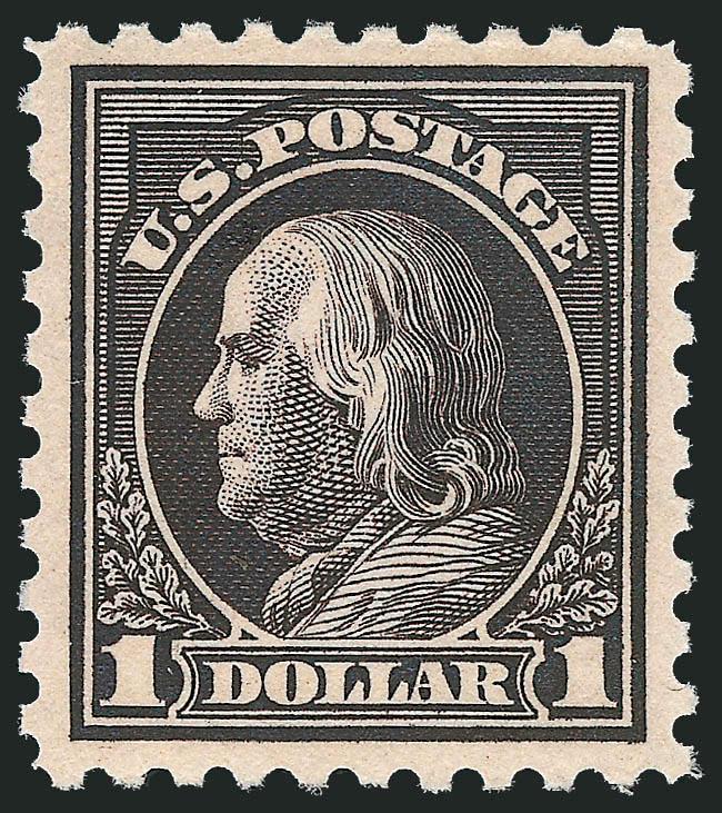 $1.00 Violet Black (460).> Mint N.H., well-centered, intense color and proof-like impression<><>^EXTREMELY FINE. THE PERF 10 DOUBLE-LINE WATERMARK $1.00 FRANKLIN IS RARE IN THIS CHOICE GRADE.^<><>With 2009
P.S.E. certificate (XF 90 SMQ $2,500.00