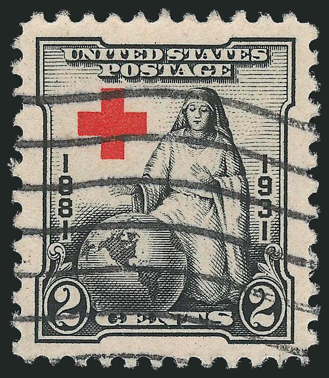 2c Red Cross (702).> Wide margins, clear impression and neat wavy-line machine cancel, Extremely Fine Gem, the value of this stamp can be measured in the time it would take to wade through tens of thousands of
used copies to find one that looks like