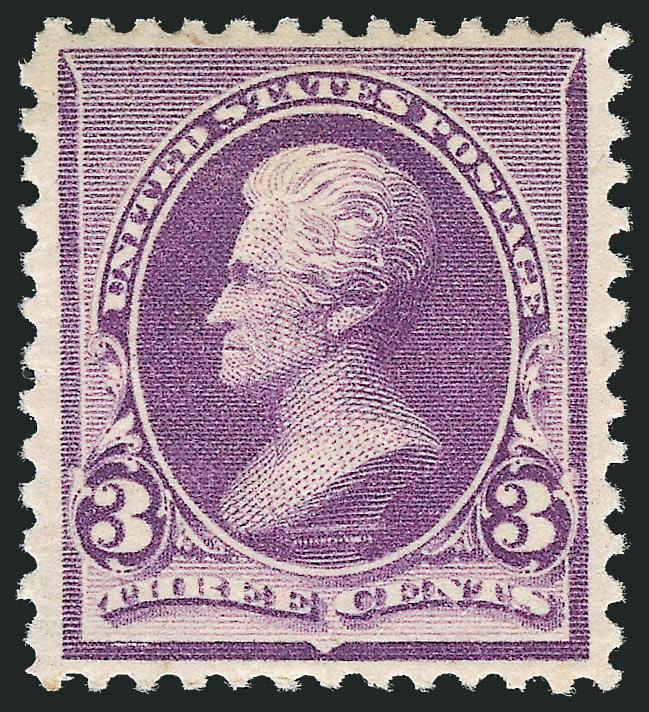 3c Purple (221).> Mint N.H., bright shade on post office-fresh paper, choice centering with evenly-balanced margins, Extremely Fine, ex Odeneal, with 2007 P.F. certificate