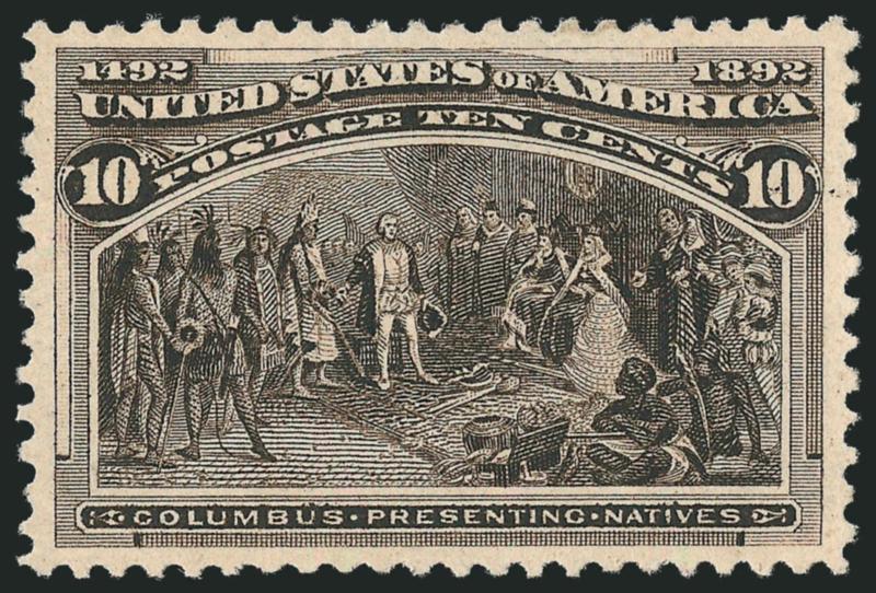 10c Columbian (237).> Original gum, lightly hinged, intense shade and impression, wide and balanced margins, Extremely Fine, with 2010 P.S.E. certificate (OGph, XF-Superb 95 SMQ $315.00)