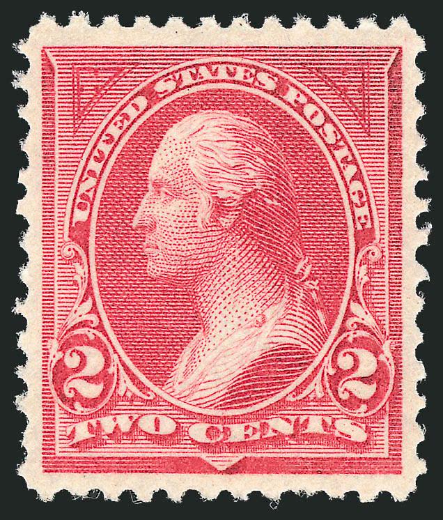 2c Carmine Lake, Ty. I (249).> Mint N.H., radiant color on bright paper, choice centering, fresh and Extremely Fine, the Carmine Lake Ty. I is rarely found in this choice condition, with 2003 P.F.
certificate