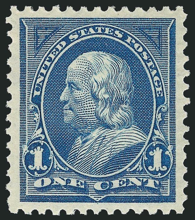 1c Blue (264).> Mint N.H., radiant color on bright paper, choice centering with Jumbo margins, Extremely Fine Gem, a beautiful stamp in every respect, with 2003 P.F. and 2005 P.S.E. certificates (XF-Superb 95
Jumbo SMQ $240.00 as 95, $800.00 as 98)