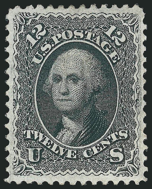 12c Black (69).> Unused (no gum), detailed impression, unusually choice centering with wide and balanced margins, Extremely Fine Gem, a beautiful stamp, with 1994 P.F. and 2009 P.S.E. certificates (XF-Superb 95
SMQ $1,950.00)