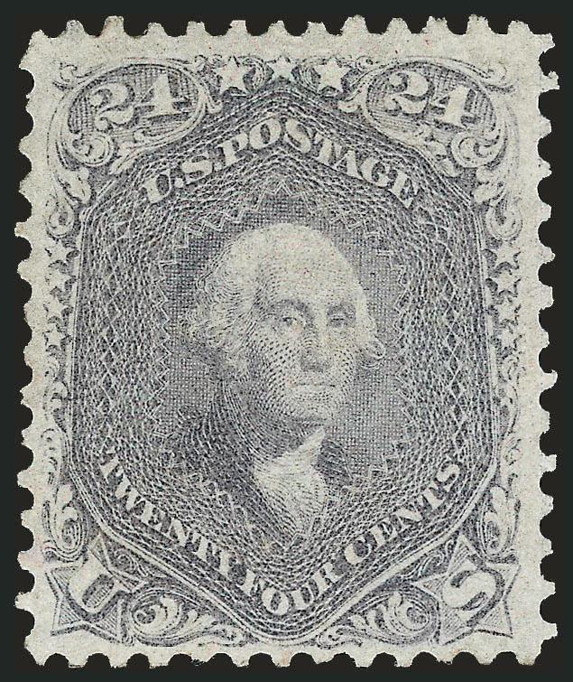 24c Grayish Lilac (78a).> Original gum, small h.r., radiant color and detailed impression<><>^VERY FINE. AN ATTRACTIVE ORIGINAL-GUM EXAMPLE OF THE 1862 24-CENT IN THE DISTINCTIVE GRAYISH LILAC SHADE.^<><>With
2000 P.F. certificate