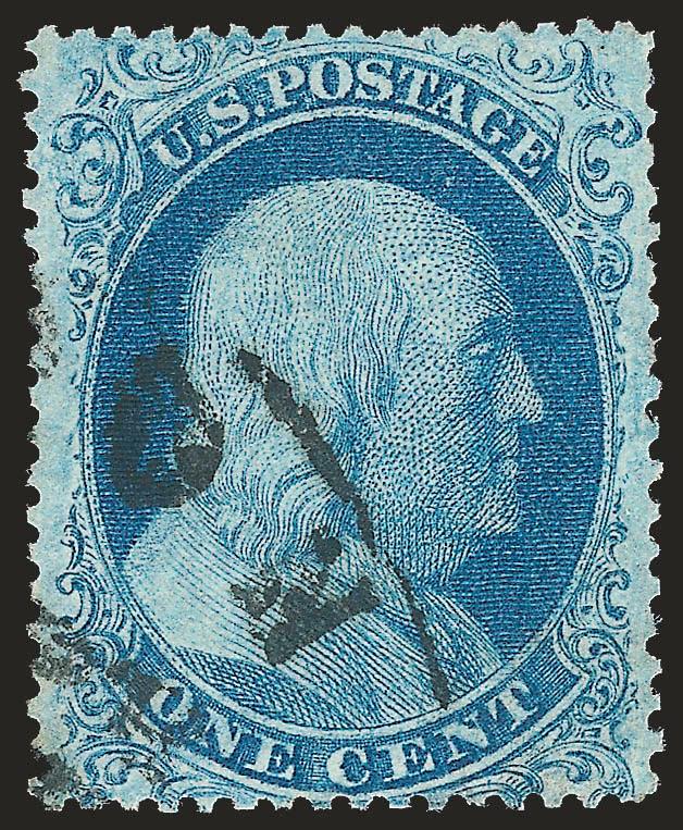 1c Blue, Ty. I (18).> Plate 12, well-centered with wide margins, bright color, face-free circular datestamp, Extremely Fine, with 1988 P.F. certificate
