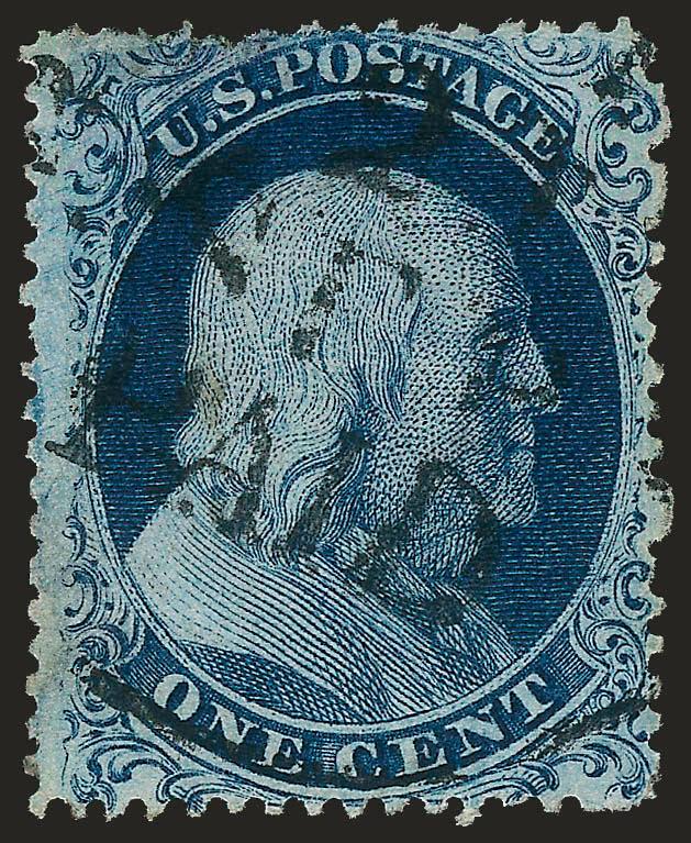 1c Blue, Ty. Ia (19).> Position 99R4, good centering for this issue and showing the full design at bottom (the defining characteristic of the type), rich color, Paid circular datestamp, defective with faults
including a repair which adds a small po