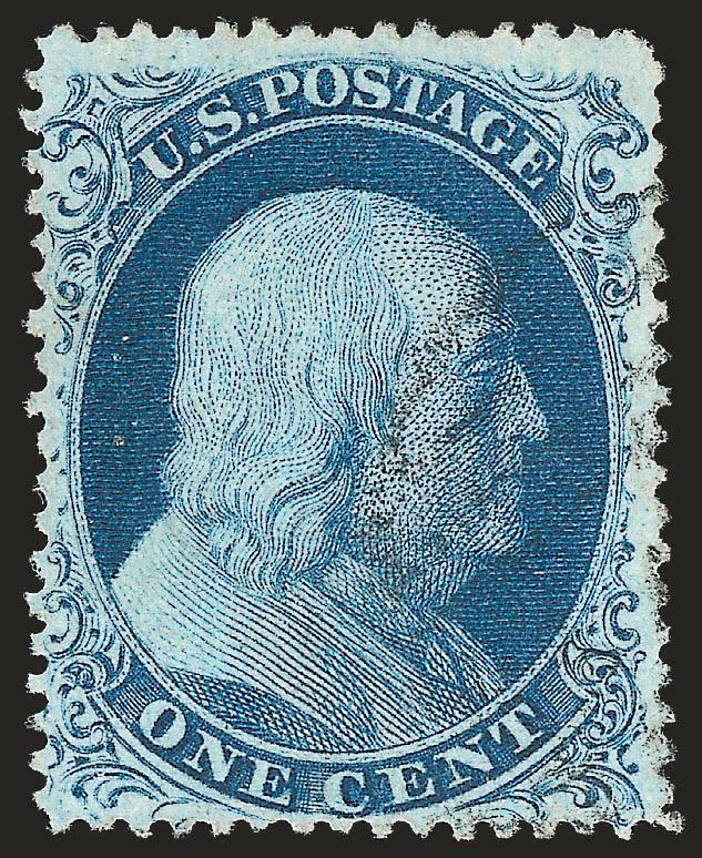 1c Blue, Ty. III (21).> Plate 4, deep rich color, margins wide at top to just in at bottom but still showing the break at bottom that defines the type, light town cancel, Very Fine and choice, an attractive
example of this difficult issue, with 1978