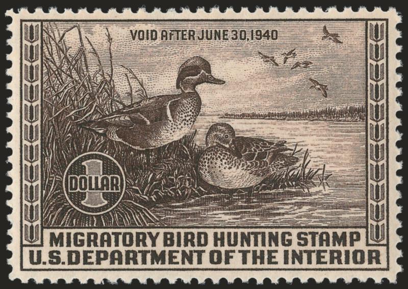 $1.00 1939 Hunting Permit (RW6).> Mint N.H., choice centering, Extremely Fine Gem, with 2009 P.S.E. certificate (XF-Superb 95 SMQ $880.00)