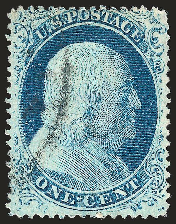 1c Blue, Ty. IV (23).> Position 82L1L, recut once at top and once at bottom, showing double transfer at left, lightly cancelled, deep rich color on bright paper, small thin spot along perfs at right, Fine
appearance