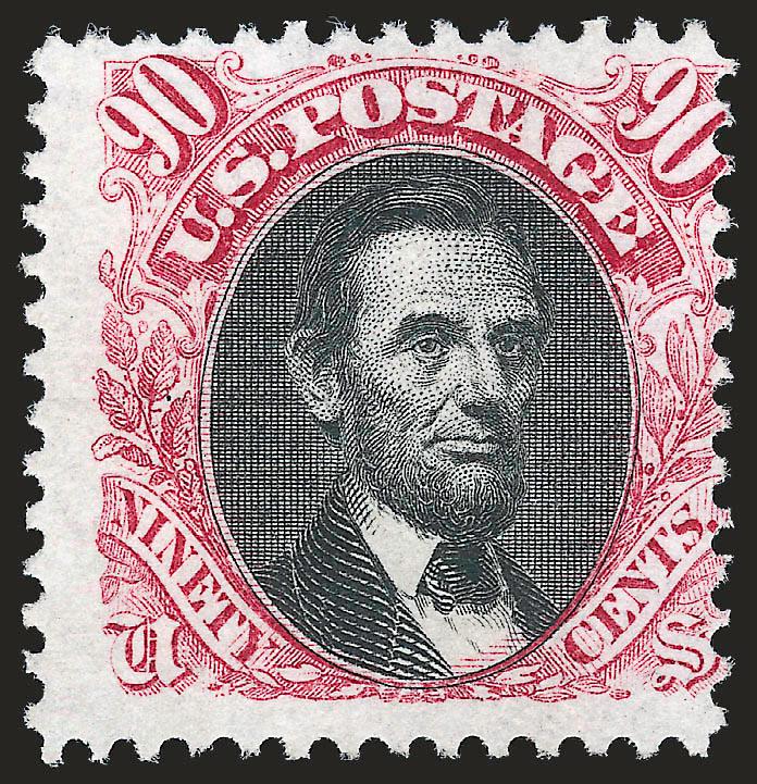 90c Carmine & Black (122).> Unused (no gum), incredibly fresh with bright frame color and intense vignette, Very Good, with 2009 P.S.E. certificate