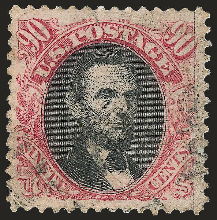 90c Carmine & Black (122).> Well-centered, very light cancel, small tear at top and reperfed at right, Very Fine appearance