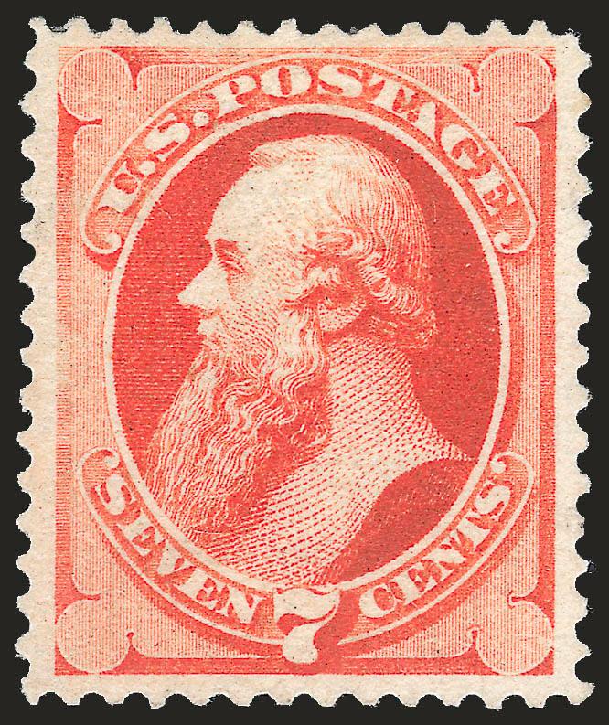 7c Scarlet Vermilion, Special Printing (196).> Without gum as issued, exceptionally well-centered, marvelous rich fiery color<><>^EXTREMELY FINE. A BEAUTIFUL EXAMPLE OF THE 1880 7-CENT AMERICAN BANK NOTE COMPANY
SPECIAL PRINTING.^<><>Our recently