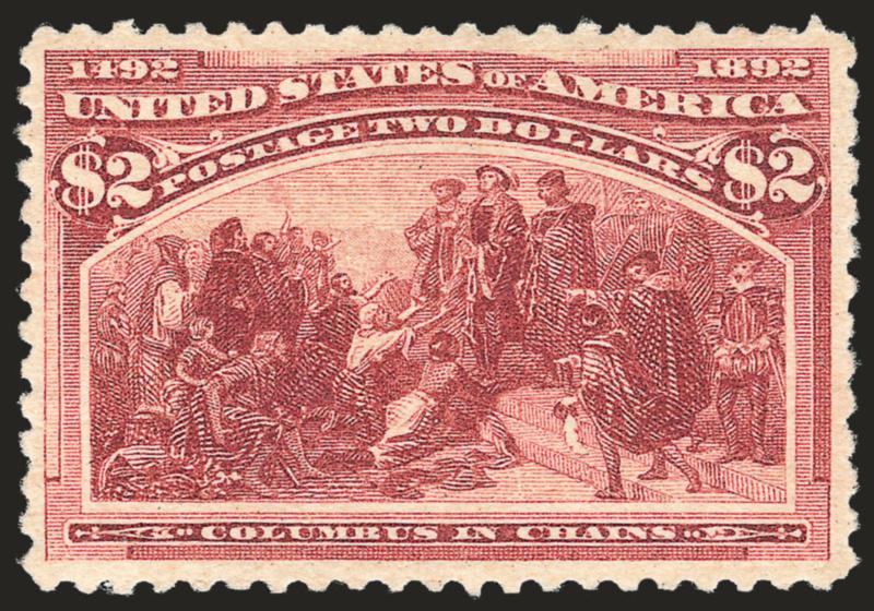 $2.00 Columbian (242).> Original gum, attractively centered, rich color, tiny thin speck, Very Fine appearance