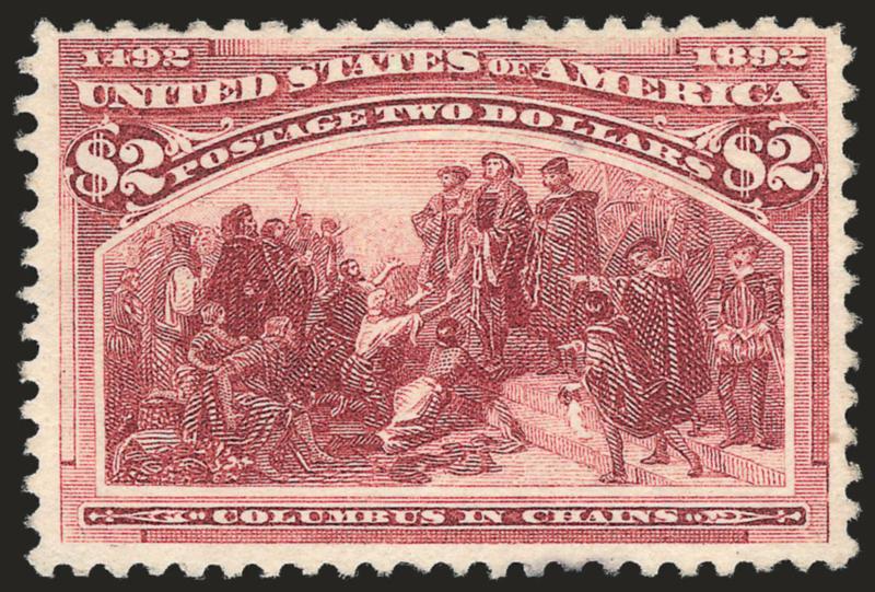 $2.00 Columbian (242).> Unused (no gum), radiant color, few small ink spots, otherwise Very Fine