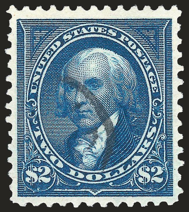 $2.00 Bright Blue (277).> Intense color on bright white paper, part strike of rim of oval cancel, Extremely Fine, with 1988 P.F. certificate