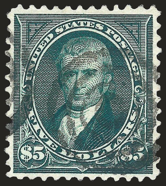 $5.00 Dark Green (278).> Beautifully centered, rich color on bright paper, neat target cancels, Very Fine and choice, with 1990 P.F. certificate