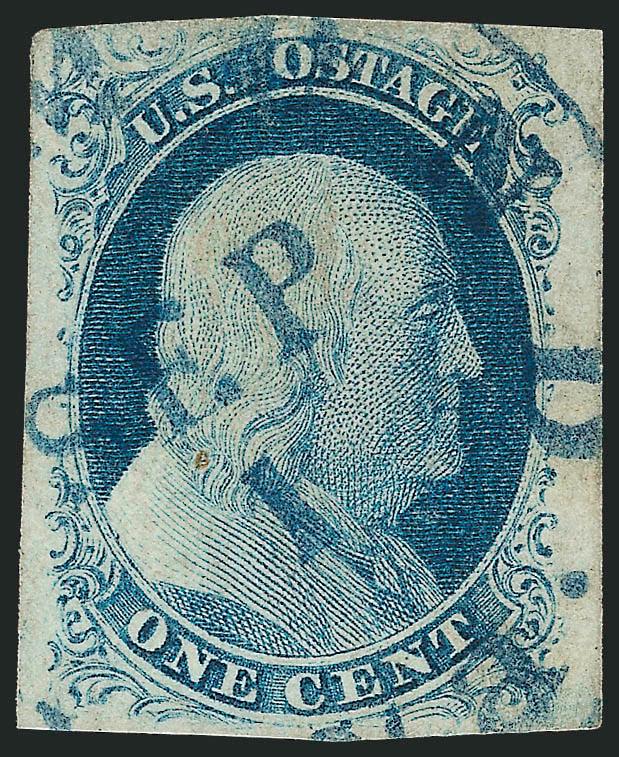 1c Blue, Ty. IIIa (8A).> Plate 1E, large margins, beautiful pastel color, <blue> Richmond Va. Sep. 1 circular datestamp, Extremely Fine and exceptionally attractive