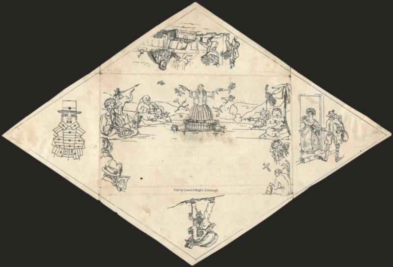John Menzies Mulready Caricature.> State 2 with Lawrie & Knight imprint, unused and opened for display, few toned spots and minor splitting, otherwise Very Fine, scarce