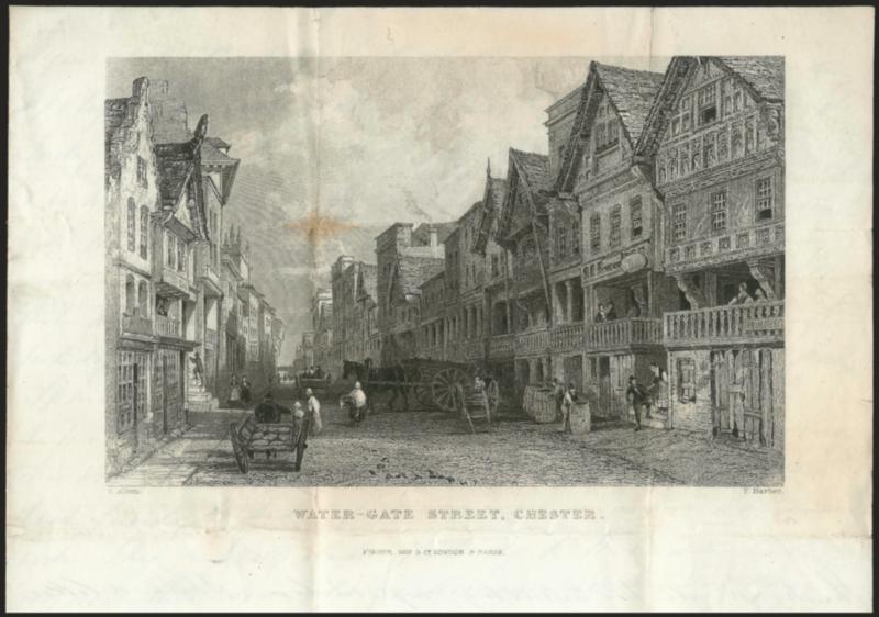 View.> Illustrated lettersheet titled Water-Gate Street, Chester, dated Sept. 9, 1860 and bearing Great Britain 1p Red tied by London S.E. FE 9, 1860 duplex to Edinburgh, minor soiling, Very Fine, attractive
view