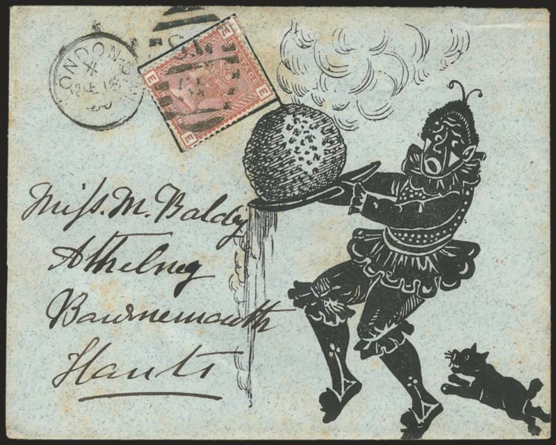 Silhouettes.> Four covers and one front only, used in 1875-76, incl. few of native figures, several humorous, few flaws, overall Fine-Very Fine