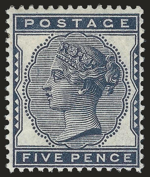 GREAT BRITAIN, 1881, 5p Deep Indigo (85 SG 169).> Original gum, small h.r., intense color, fresh and Very Fine, SG £675