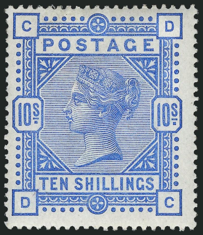 GREAT BRITAIN, 1884, 10sh Ultramarine (109 SG 183).> Original gum, minor h.r., fresh and Fine, very attractive, SG £2,000