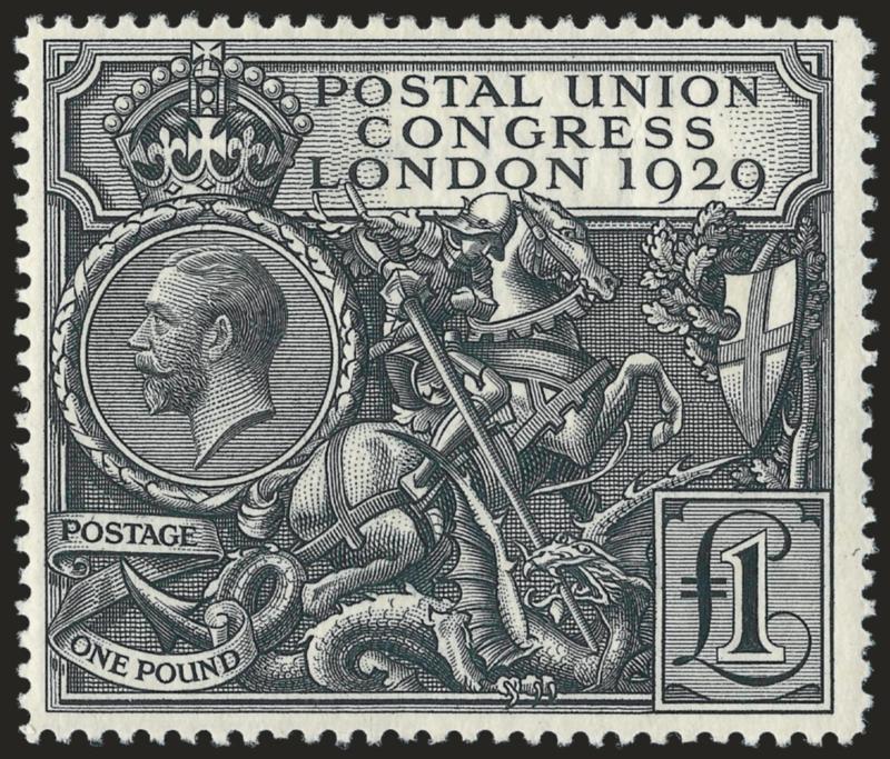 GREAT BRITAIN, 1929, £1 Black, Postal Congress (209 SG 438).> Original gum, detailed impression, Very Fine, SG £750