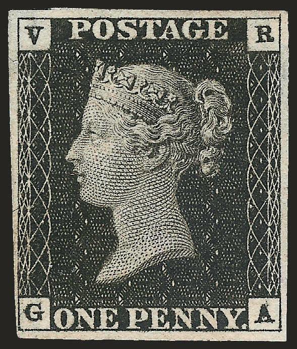 GREAT BRITAIN, 1840, 1p V.R. Official (O1, SG V1).> GA, unused (no gum), large margins to clear except where expertly repaired<><>^VERY FINE APPEARANCE. A PRESENTABLE-APPEARING EXAMPLE OF THE RARE V.R.
OFFICIAL, WHICH IS ONE OF THE GREATEST RAR