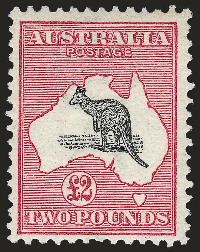 AUSTRALIA, 1913, £2 Kangaroo (15 SG 16).> Lightly hinged, rich colors, Fine, SG £4,250