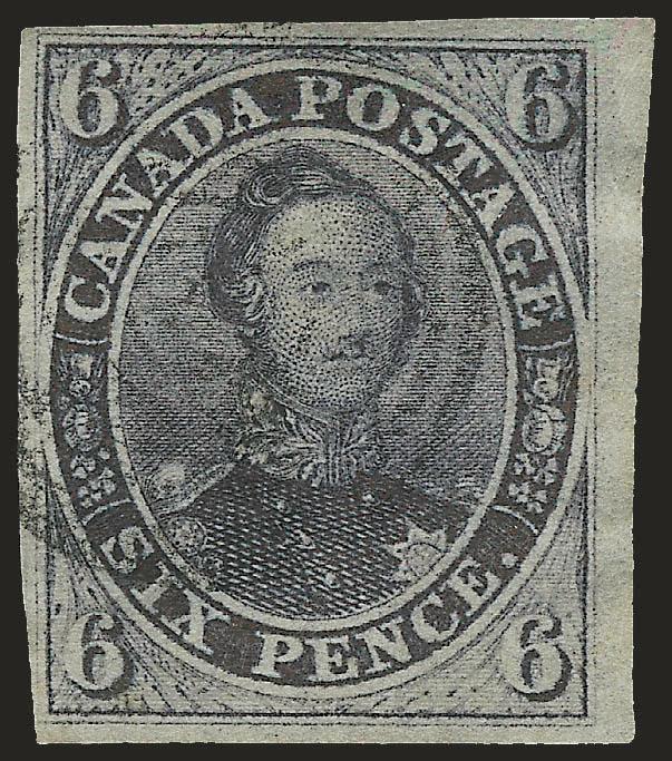CANADA, 1851, 6p Grayish Purple, Laid (2 SG 2).> Ample to huge margins, outstanding color and impression, light target cancel, Very Fine, SG £1,100