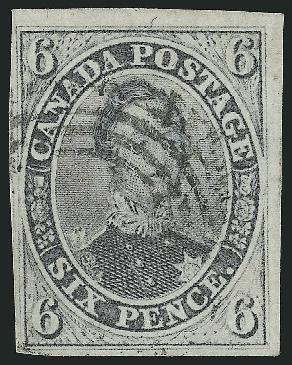 CANADA, 1855, 6p Slate Gray, Wove (5 SG 9).> Large margins to full, bright color, neat strike of target cancel, Very Fine, SG £950