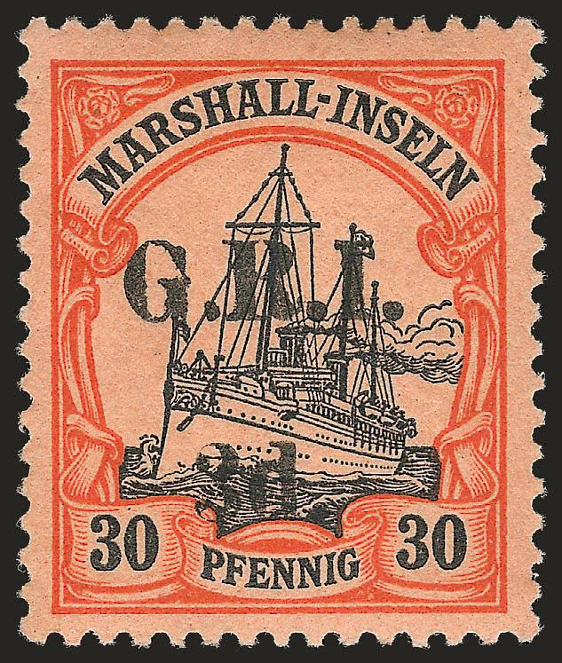 NEW BRITAIN, 1914, 3p on 30pf Orange & Black on Salmon (35 SG 55).> Lightly hinged, bright colors, fresh and Very Fine, with B.P.A. certificate (undated certificate no. 67251)