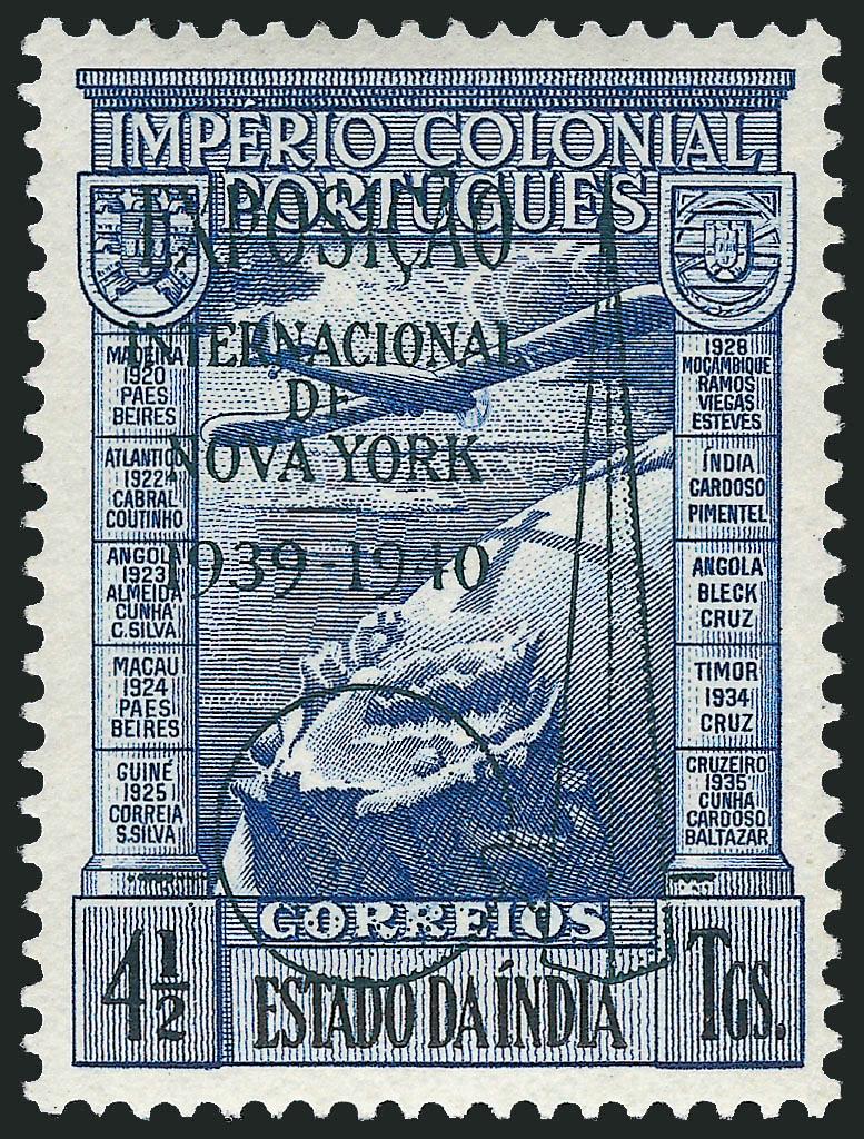 PORTUGAL, 1940, 4-12t Blue, Unissued Air Post (Sanabria 9-10).> Overprinted in green and red, latter Mint N.H., Very Fine, only 25 in green were printed, with Kessler and Sanabria backstamps