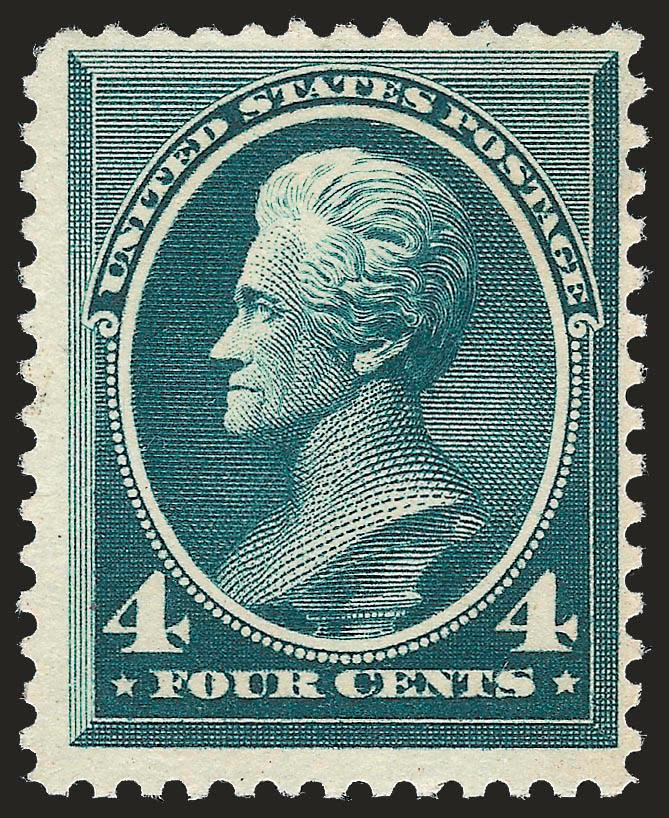 4c Deep Blue Green, Special Printing (211D).> Without gum as issued, intense color and sharp proof-like impression<><>^FINE. A RARE EXAMPLE OF THE 4-CENT 1883 AMERICAN BANK NOTE COMPANY SPECIAL PRINTING. ONE OF
THE RAREST OF ALL SPECIAL PRINTINGS.^