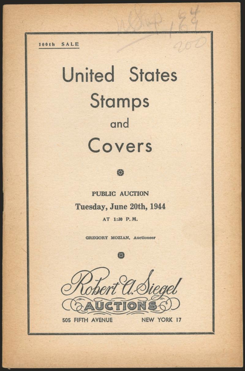 Robert A. Siegel Auction Galleries Catalogues, 1930 to Date.> Comprehensive and virtually complete collection of Robert A. Siegel and Siegel Auction Galleries catalogues, sales 1-24 complete (photocopies of Nos.
2, 4-5 and 11), sales 25-68 at Nassau