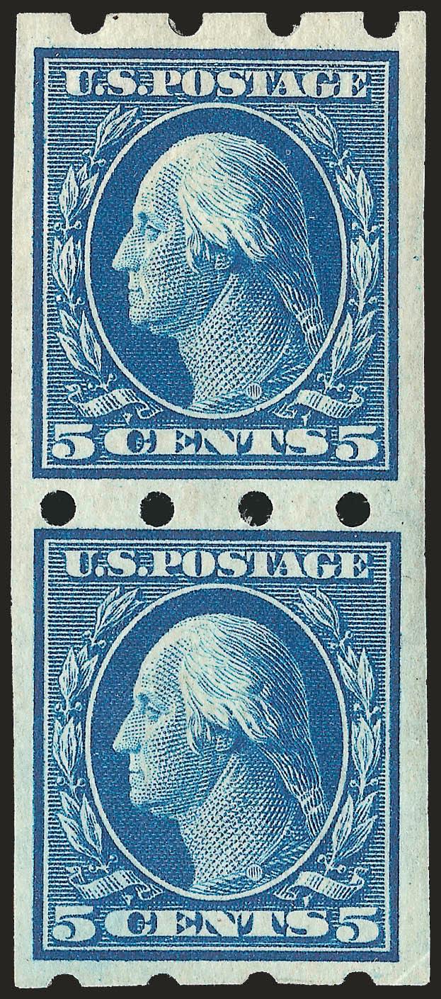 1c-5c 1908-09 Issue, Brinkerhoff Ty. I (343-347).> Pairs, also incl. 1c guide line pair, Very Fine, 1c guide line and 5c pair 1999 and 1977 P.F. certificates respectively