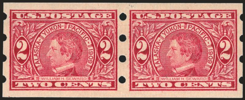 2c Alaska-Yukon, Brinkerhoff Ty. I (371).> Mint N.H. pair, brilliant color, perfect centering, Extremely Fine Gem, a phenomenal Mint N.H. pair, with 1979 P.F. certificate