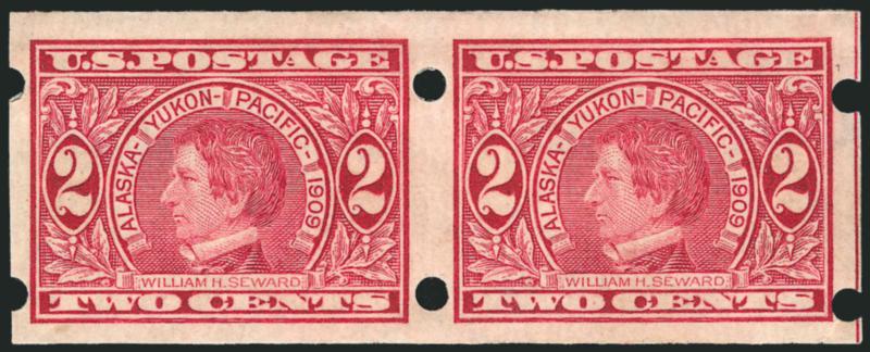2c 1909 Commemoratives, Brinkerhoff Ty. II (368, 371, 373).> Pairs, Lincoln lightly toned, Hudson-Fulton regummed despite 1967 o.g. P.F. certificate, otherwise Very Fine