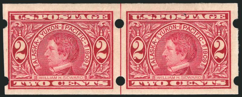 2c Alaska-Yukon, Brinkerhoff Ty. II (371).> Pair with right plate no. 5249 and guide line pair, Very Fine, 1992 P.F. and 1989 P.S.E. certificates respectively